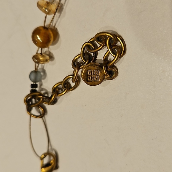 GIVENCHY Soft Pinks, Blues & Gold Glass Beads On Goldtone Wire Dainty Necklace - Picture 10 of 11